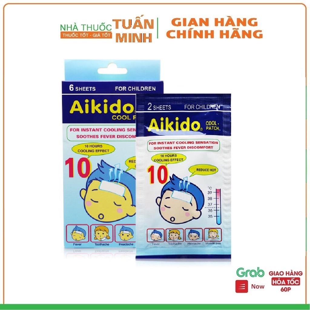Miếng dán hạ sốt Aikido - Giảm sốt, đau răng, nóng trong người