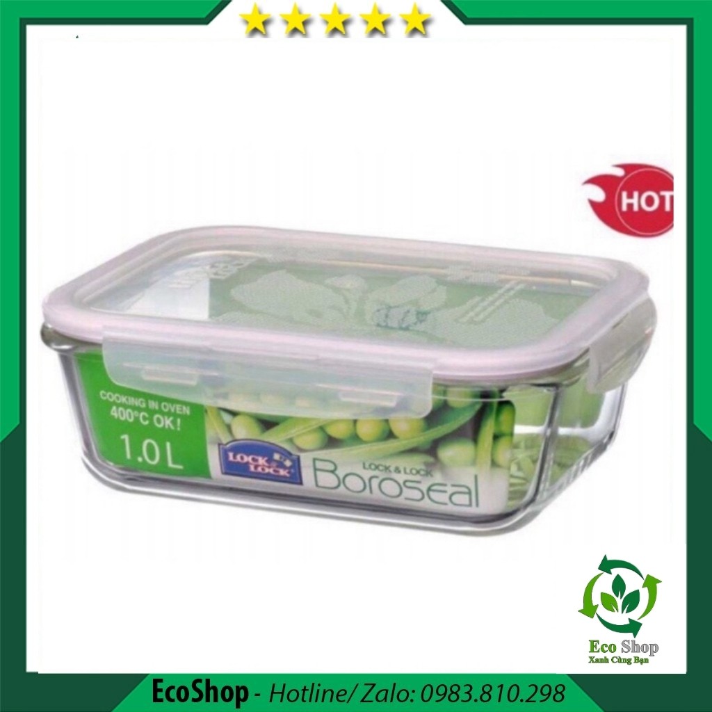 Hộp Lock and Lock đựng thức ăn, thủy tinh 2 ngăn chịu nhiệt 1050ml_Ecoshop