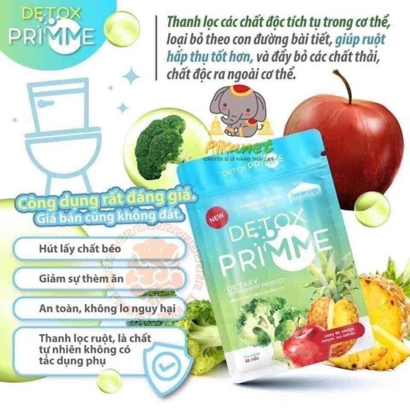 [ HÀNG MÃ VẠCH CHÍNH HÃNG ] Detox rau củ Primme Thái Lan 60 viên. | BigBuy360 - bigbuy360.vn