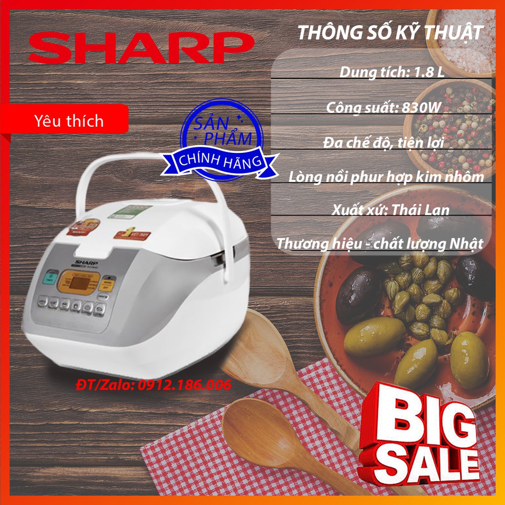 NỒI CƠM ĐIỆN TỬ SHARP KS-COM18 HÀNG THÁI LAN CHÍNH HÃNG