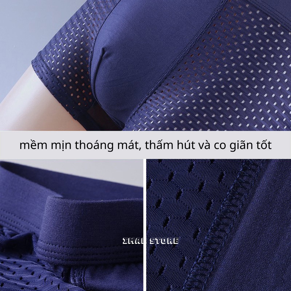 Combo Hộp 4 Quần Sịp Đùi Nam Thông Hơi, Quần Lót Nam Boxer Dạng Lưới Cao Cấp Bền Đẹp Thoáng Khí - iMan Store