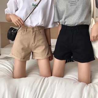 Quần short nữ trơn chất jean dày dặn