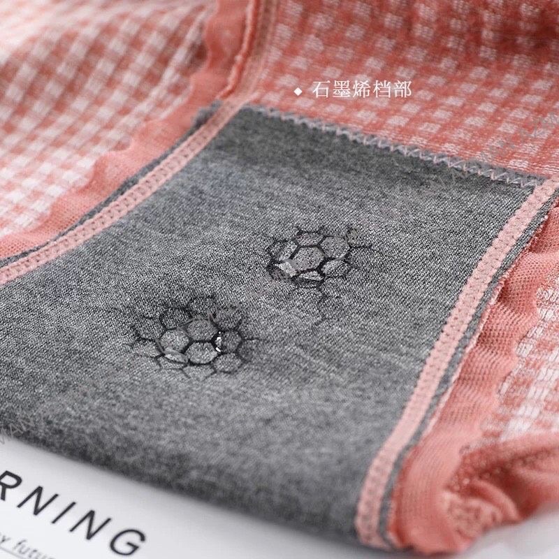 Hộp 5 quần lót nữ cotton kẻ viền ren kháng khuẩn