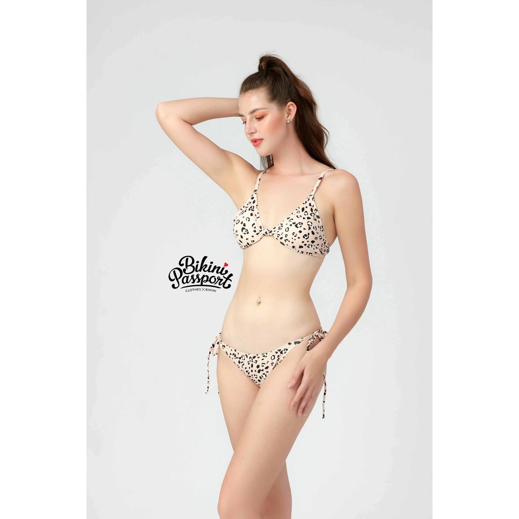 Đồ bơi Nữ BIKINI PASSPORT kiểu hai mảnh hai mảnh áo thắt nút- màu Da báo - BS297_LEO