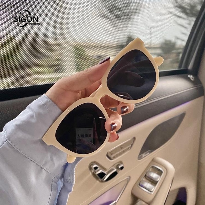 Kính Mát Gọng Lớn Mềm Mại Chống Tia UV Màu Trắng Sữa Thời Trang