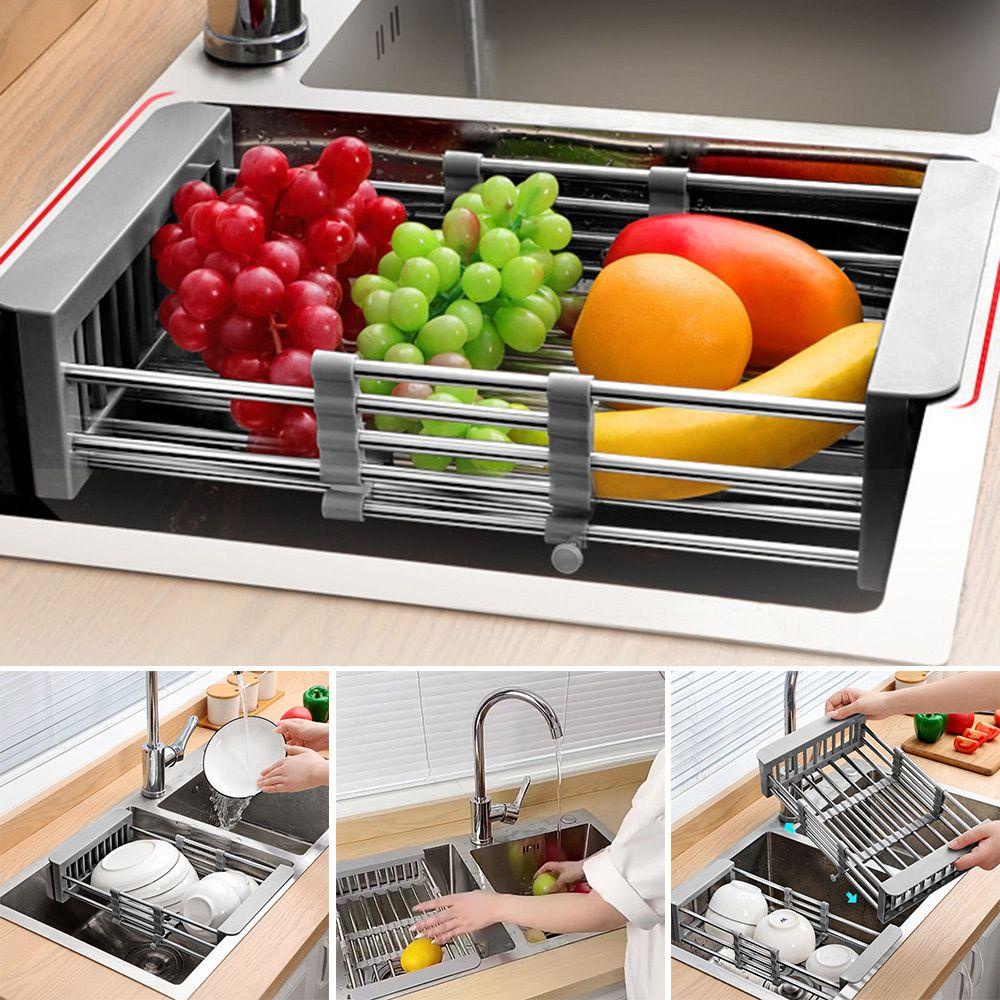 JANE Giá Inox Đựng Rau Củ Quả Để Bồn Rửa Chén Tiện Dụng