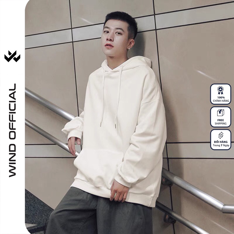 Áo hoodie unisex WIND form rộng nỉ nam nữ Trơn HD21 thời trang thu đông oversize | BigBuy360 - bigbuy360.vn