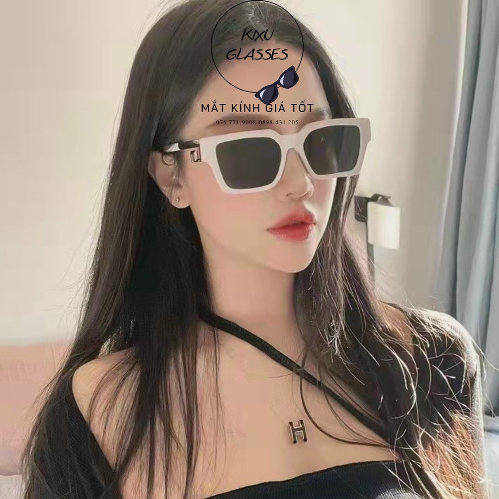 Kính mát nữ V.e.r.sace màu trắng,Dáng vuông đi biển,du lịch sang trọng,Chống Bụi Bảo Vệ Mắt Chống tia UV400 Kixu.Glasses