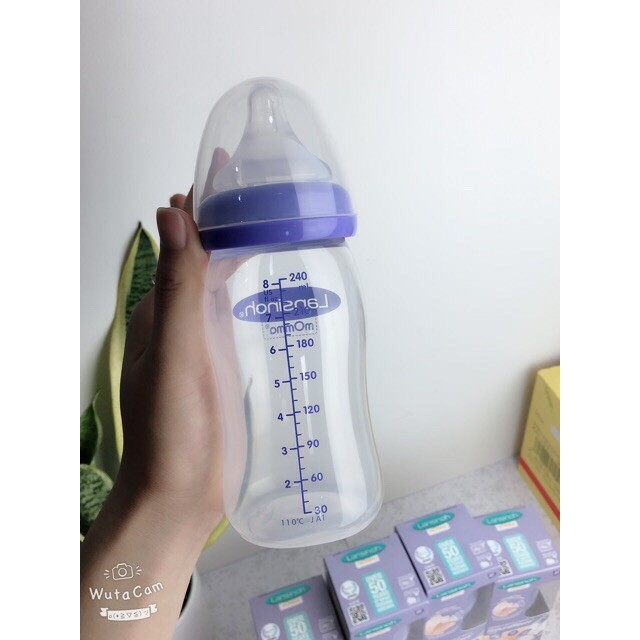 Bình sữa cho bé | Bình và núm Lansinoh Momma 240ml Núm Silicon siêu mềm giống ti mẹ | Bình sữa cho bé sơ sinh an toàn