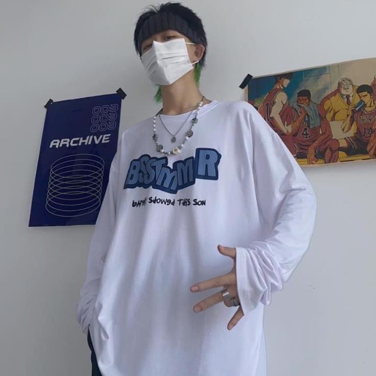 Áo thun dài tay nam nữ, áo phông dài tay unisex form rộng chất cotton dày đẹp in chữ nhỏ * * *