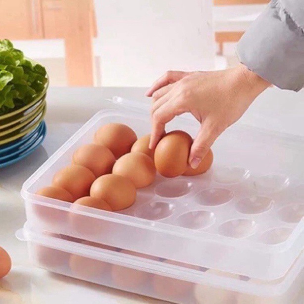 Khay đựng trứng 24 quả nhựa trắng trong suốt, hộp đựng trứng nhựa Việt Nhật