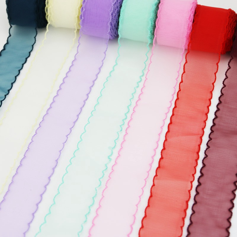Dây Ruy Băng organza Viền Lượn Sóng Dài 5 yards / 25 yards Tự Làm Thẻ Quà Tặng Trang Trí Đám Cưới