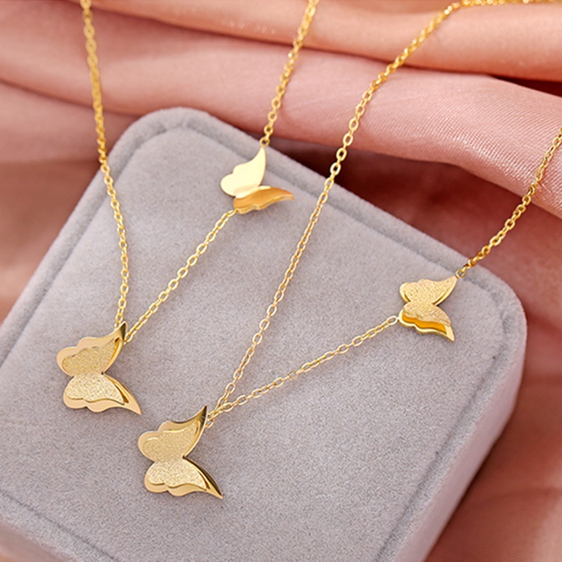 Dây chuyền nữ 100% TITAN NGUYÊN CHẤT vòng cổ bướm KHÔNG GỈ mạ vàng 18k trang sức nữ đẹp thời trang