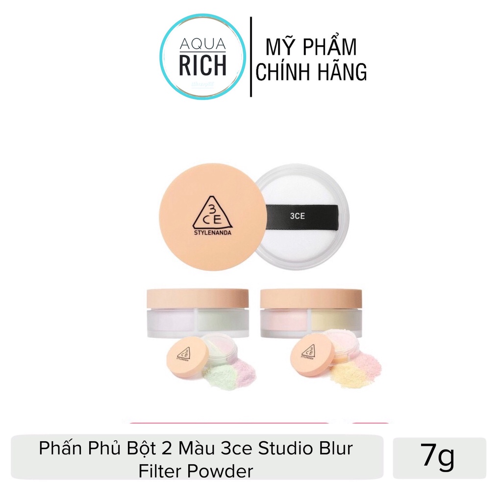 Phấn Phủ Bột 2 Màu 3CE Studio Blur Filter Powder - 7g