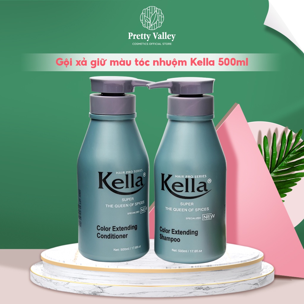 COMBO Dầu gội và dầu xả giữ màu tóc nhuộm Kella 500ml, giữ màu tóc nhuộm bền màu, lâu phai  - Pretty Valley Store