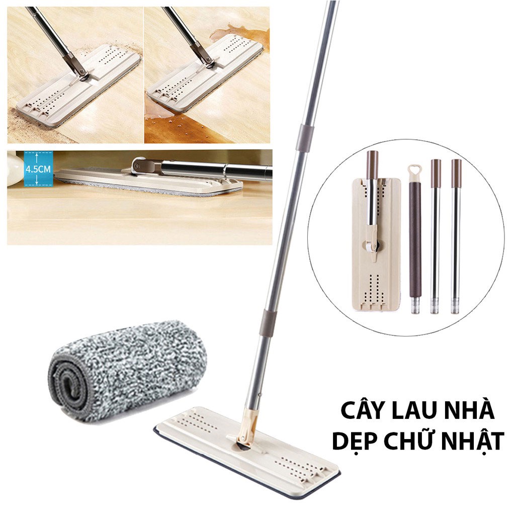 CÂY LAU NHÀ TỰ VẮT PHẲNG THÔNG MINH SPIN MOP XOAY 360 ĐỘ THIẾT KẾ NHỎ GỌN SANG TRỌNG