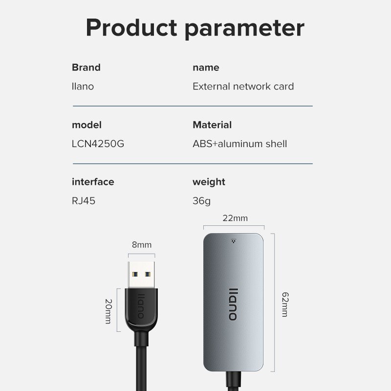 Phụ kiện kết nối mạng llano 2500Mbps USB Ethernet 2.5 Gigabit USB3.0 TYPE-C sang Lan RJ45 | BigBuy360 - bigbuy360.vn