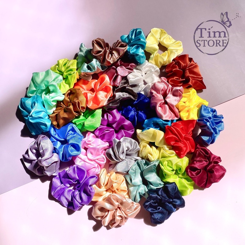 Dây cột tóc scrunchies satin bóng TÍM STORE đơn giản phong cách thời trang hàn quốc