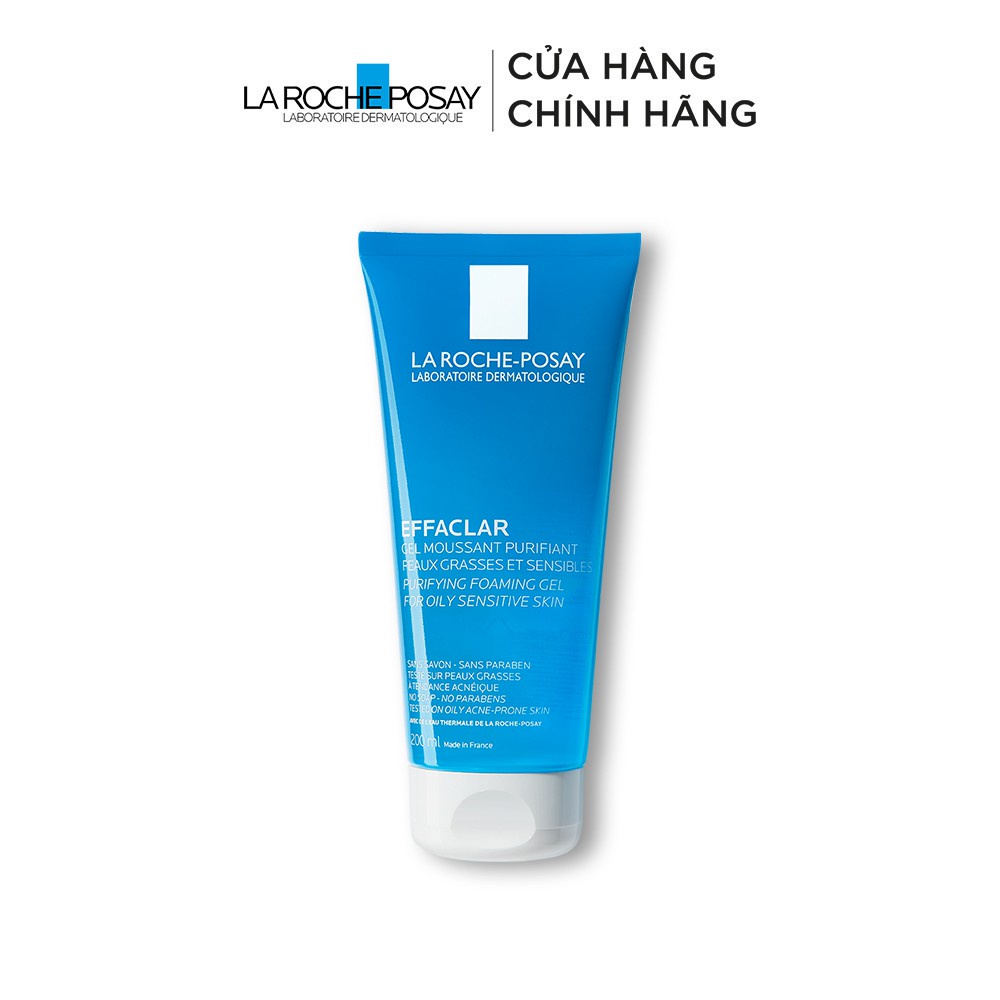 Gel rửa mặt tạo bọt làm sạch da dành cho da dầu nhạy cảm La Roche-Posay Effaclar Purifying Foaming Gel 200ml