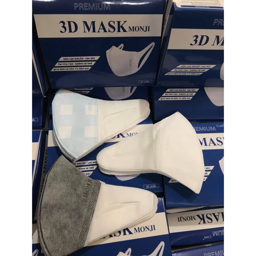 (3D) Khẩu trang 3d Mask Monji hàng công ty đầy đủ hóa đơn công nghệ Nhật Bản ( hộp 50 chiếc )