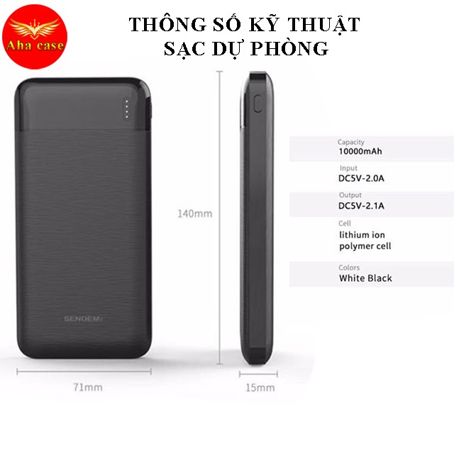 [Free Ship - Hàng Loại 1] Pin Sạc Dự Phòng P100, 2 Cổng USB Tiện Lợi, Cao Cấp, Chính Hãng, Dung Lượng Thật 10.000 mAh