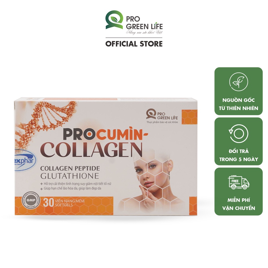 Viên Uống Đẹp Da, Mờ Nám, Hạn Chế Lão Hóa Da và Suy Giảm Nội Tiết Tố Nữ Procumin Collagen Hộp 30 viên