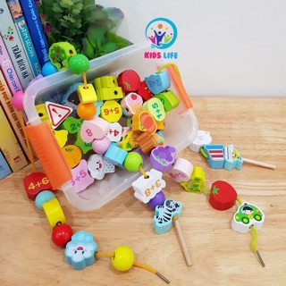 [ Ảnh Thật ] Bộ Đồ Chơi Xâu Hạt - Luồn Dây 65 Chi Tiết - Đồ Chơi Giáo Dục Cho Bé