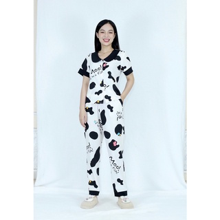 đồ bộ Pijama nữ mặc nhà P19 tay ngắn quần dài PHA CỔ SEN Thoải Mái Nhẹ Nhàng
