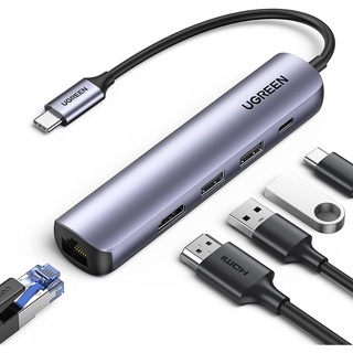 Bộ chuyển đổi USB-C sang 2*USB 3.0+HDMI+RJ45 Ugreen ( 10919)