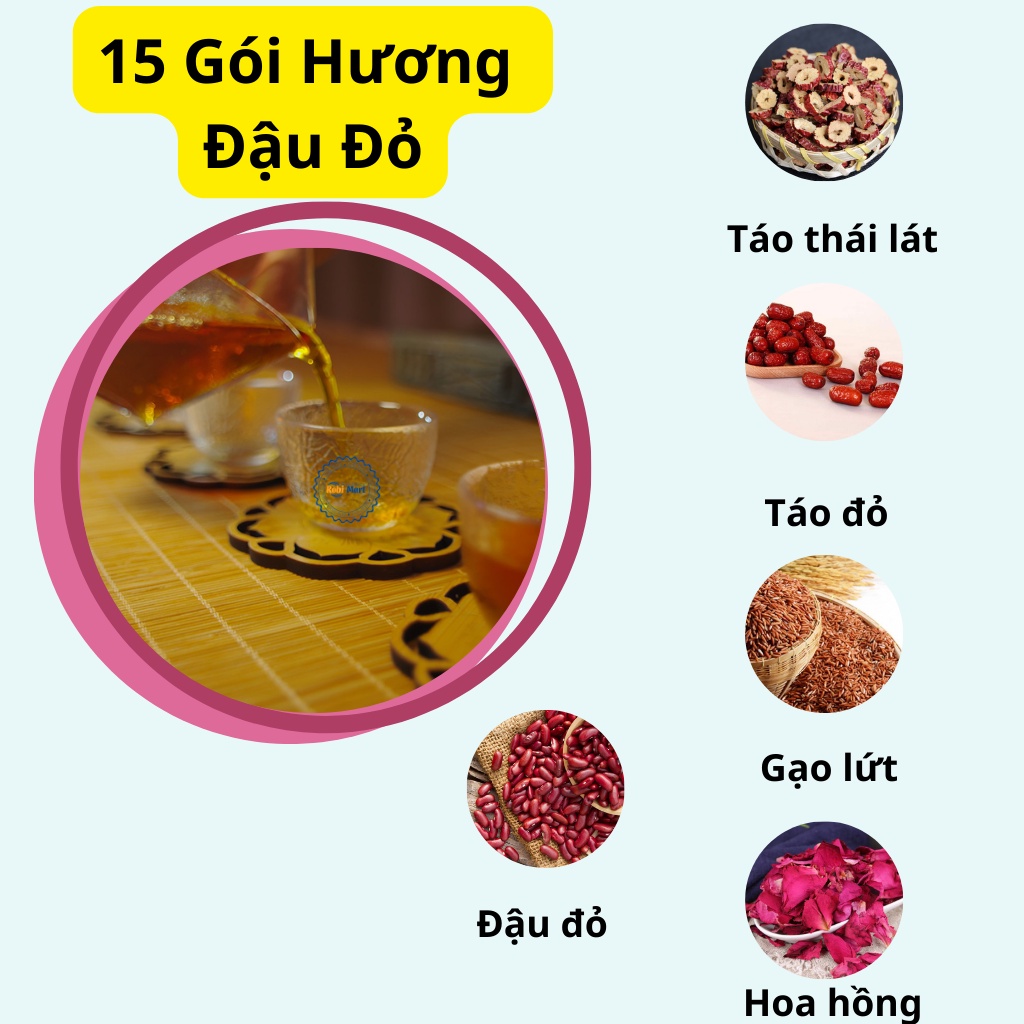 Set 30 gói trà gạo lứt thảo mộc Robimart - Tặng bình thủy tinh 500ml