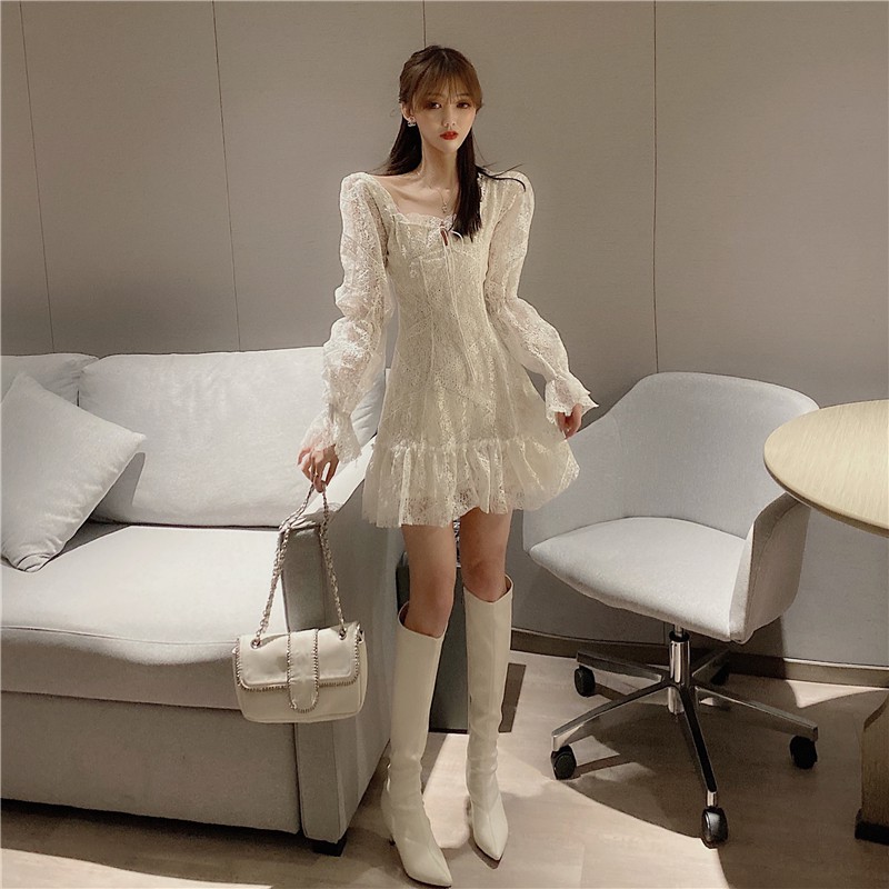 sẵn Đầm ngắn voan hoa Trắng tiểu thư mặc được hai kiểu như hình hàng thiết kế ẢNH THẬT CUỐ J0250 | BigBuy360 - bigbuy360.vn