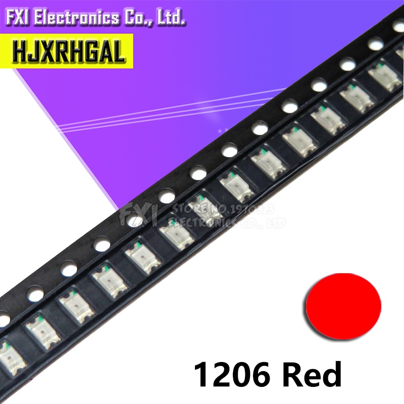 100 Đèn LED Đỏ 1206 SMD 3216 Nguyên Bản Mới