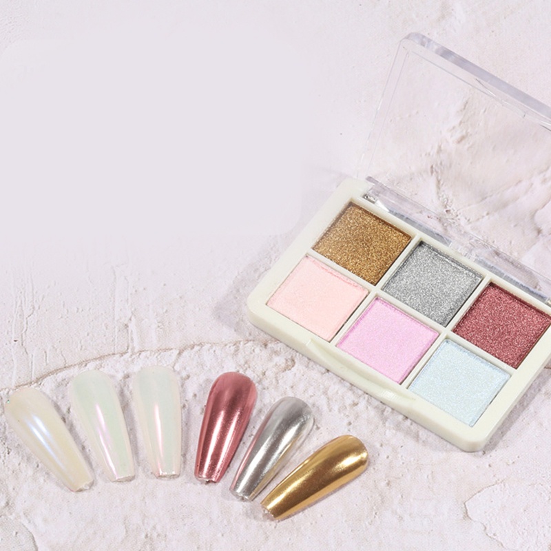 [Hàng mới về] Bột tráng gương dùng để trang trí móng tay nghệ thuật 6 màu tùy chọn