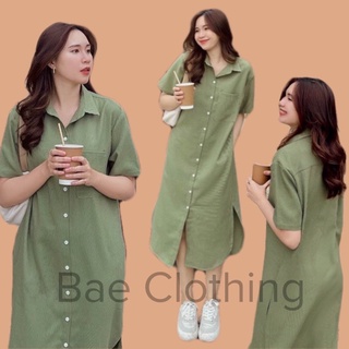ĐẦM SƠMI TAY NGẮN FABRI DRESS thiết kế hoạ tiết kẻ sọc form suông rộng oversize mặc thoải mái style ullzang hàn quốc