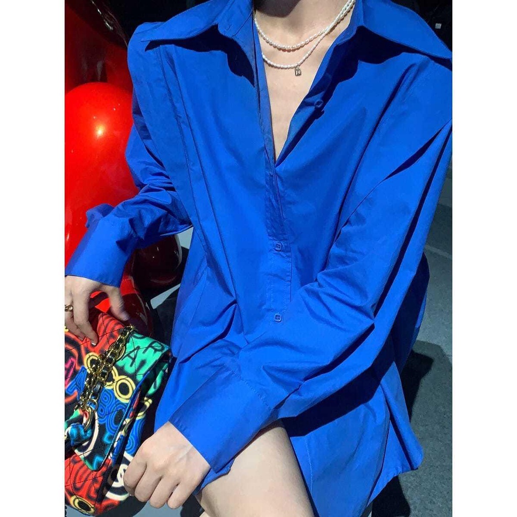 ✠♞♕Áo sơ mi trắng tay dài thời trang mùa thu năm 2021