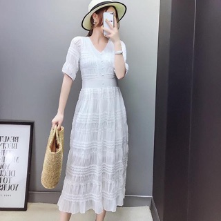 Váy voan trắng tiểu thư