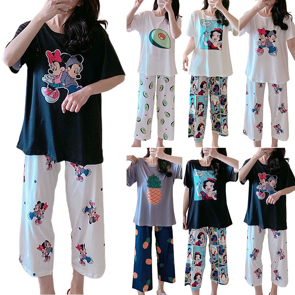 Set Đồ Ngủ Ngắn In Hình Dễ Thương Cho Nữ