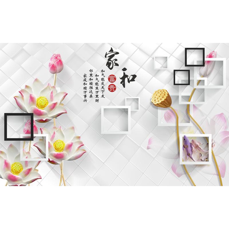 Tranh dán tường backdrop VTC Hoa sen đẹp ZTU-Vol 3 (8)
