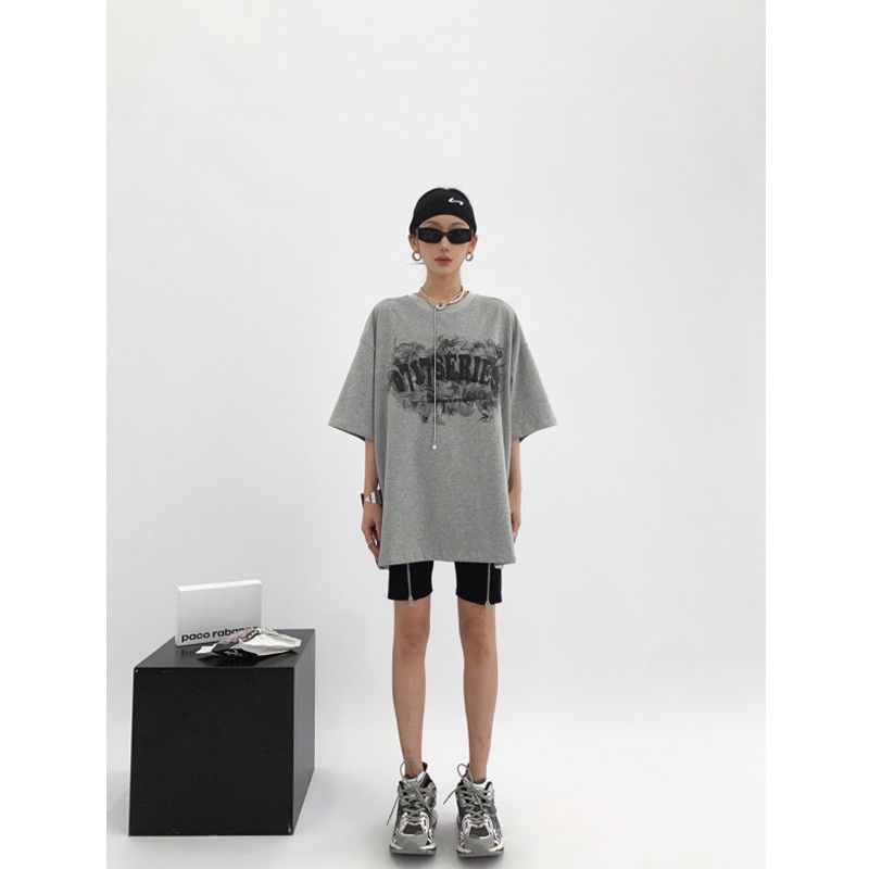 COZOK Áo Thun Tay Ngắn Dáng Rộng In Hình Bọt Biển Thời Trang