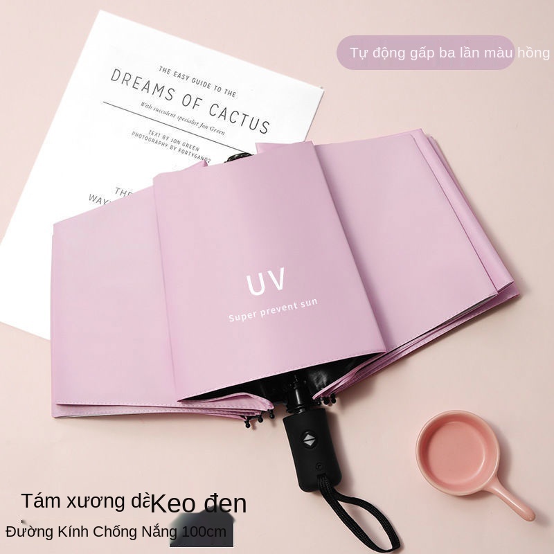 TÔ gấp che mưa nắng tự động kép nữ sinh phiên bản hàn quốc chống cách nhiệt tia cực tím đơn giản