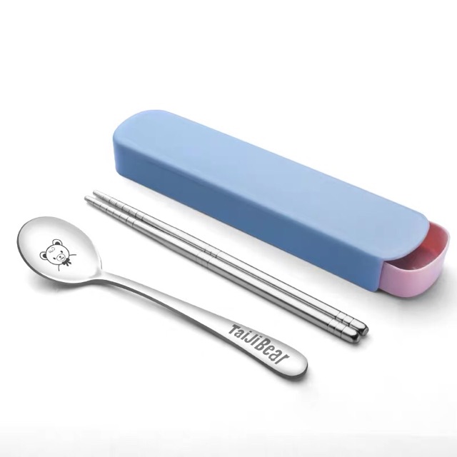 FREESHIP ĐƠN 50K_Bộ đũa thìa inox kèm hộp đựng cao cấp