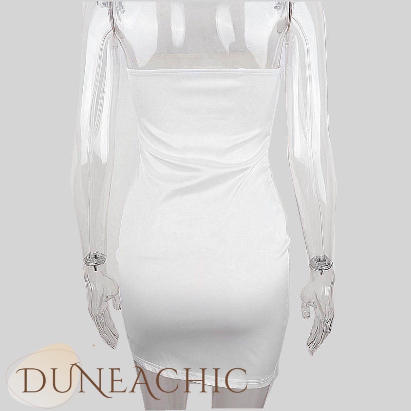 DUNEA Đầm không tay phối lông phong cách quyến rũ cho nữ