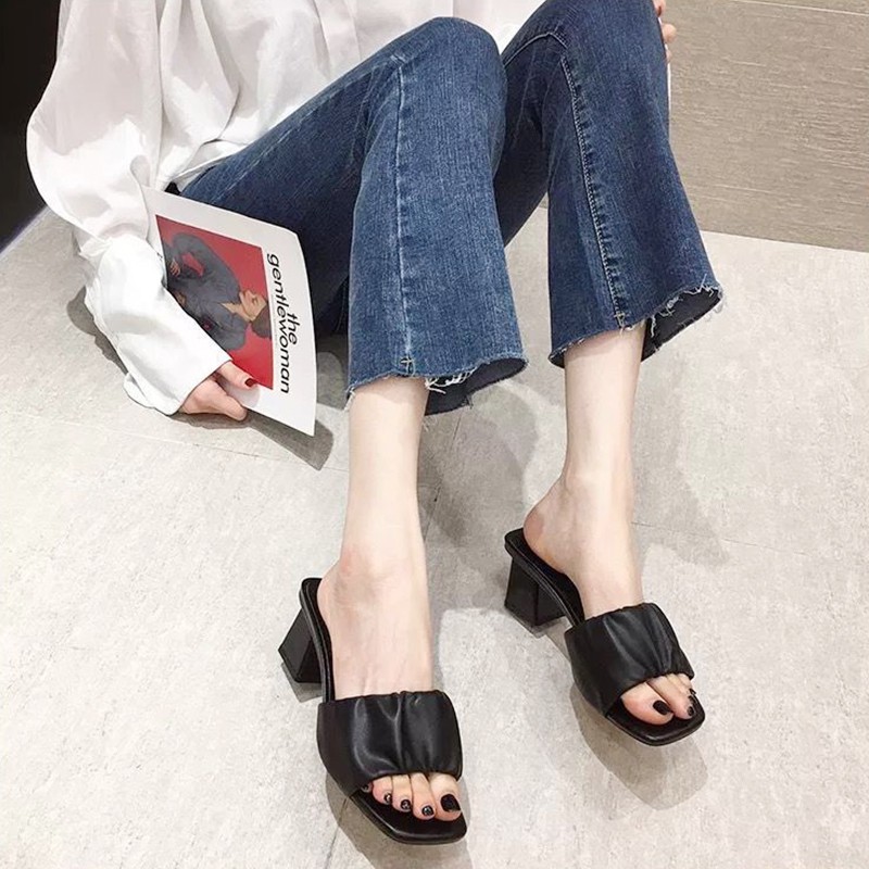 Dép Cao Gót Nữ 5-6 Phân đế vuông Thời Trang