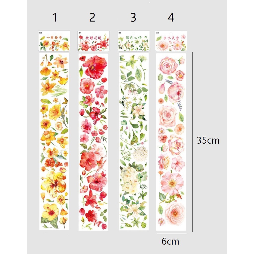 Băng dính giấy washi Hoa cỏ dạng tấm WT308