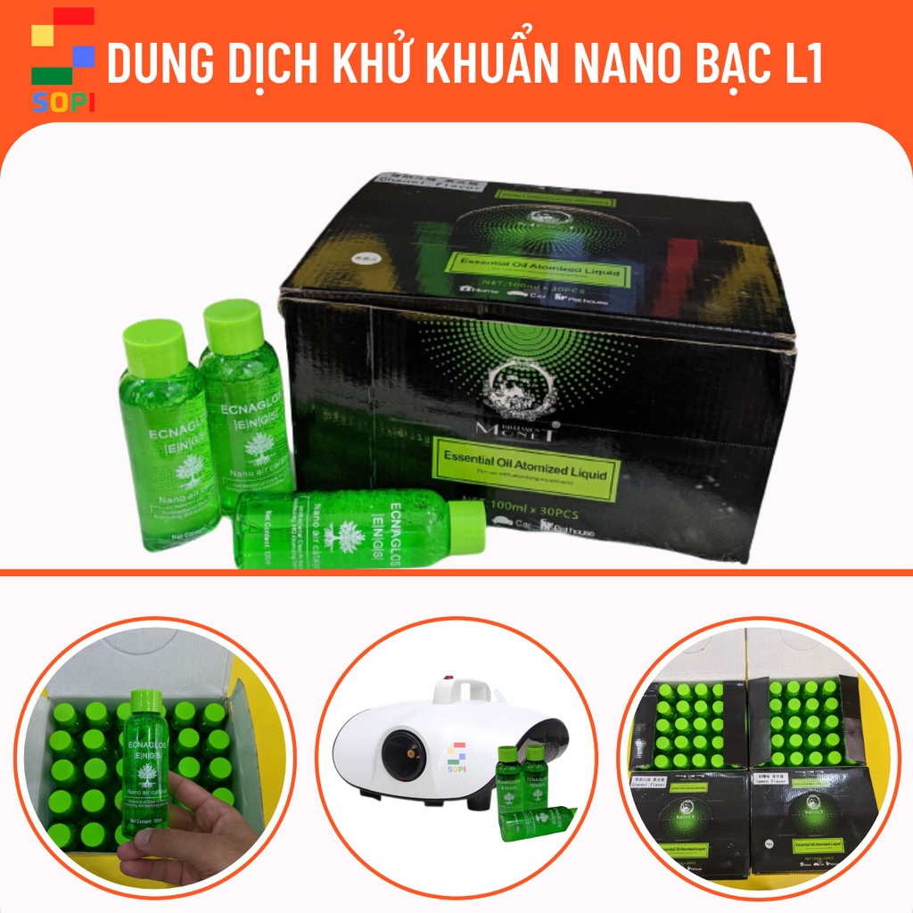 Dung Dịch Khử Mùi Nano Bạc, Dùng Cho Máy Khử Mùi Ô Tô, Khử Mùi Phòng Ngủ Tạo Khói Thùng 30 chai/100ml. SONETS