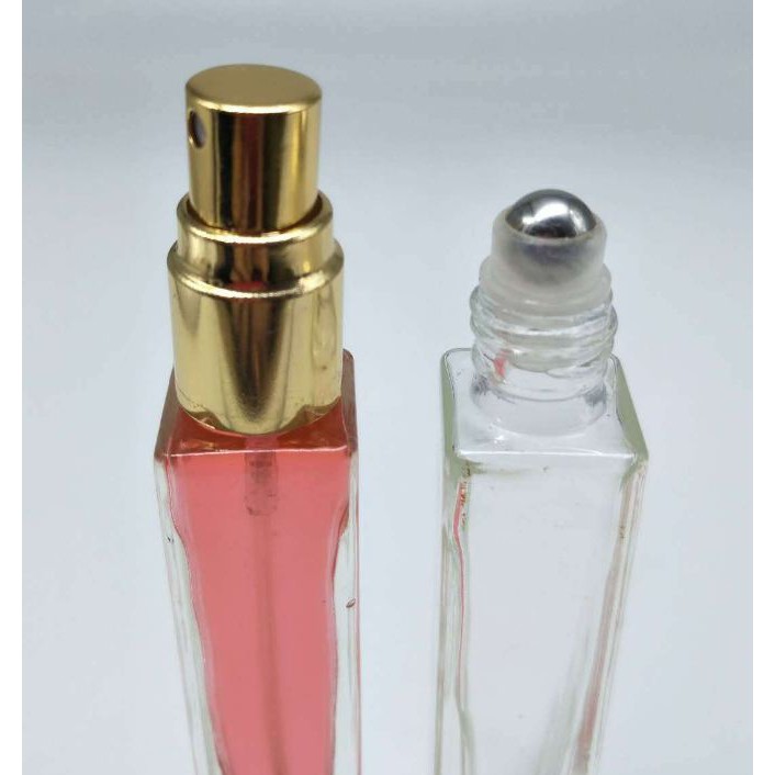( 9k/ lọ) Combo 100 Chai chiết nước hoa 10ml trụ Thủy tinh nắp bạc 12.5cm + HỘP GIẤY RIÊNG