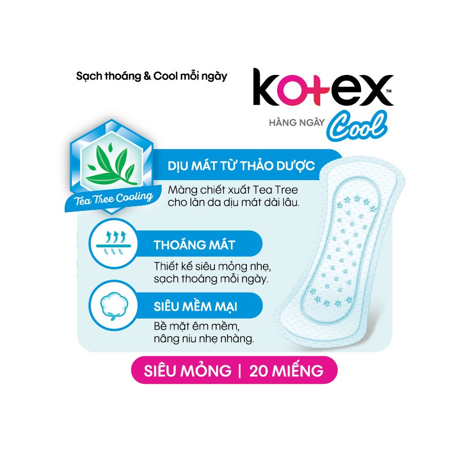 Băng Vệ Sinh Kotex Hằng Ngày Thảo Dược Cool 20 Miếng
