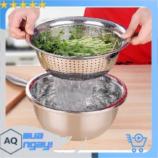 Bộ 5 Thau Rổ Inox Rửa Rau Củ Quả - Thau, Chậu Rửa Rau - Thau Trộn Salad Dày Dặn Siêu Tiện Dụng Cho Nhà Bếp | BigBuy360 - bigbuy360.vn