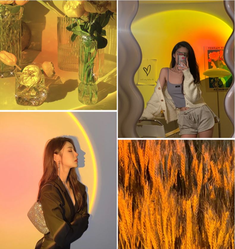 Đèn chiếu sáng tạo hoàng hôn cầu vồng dùng trong triển lãm/phòng khách độc đáo