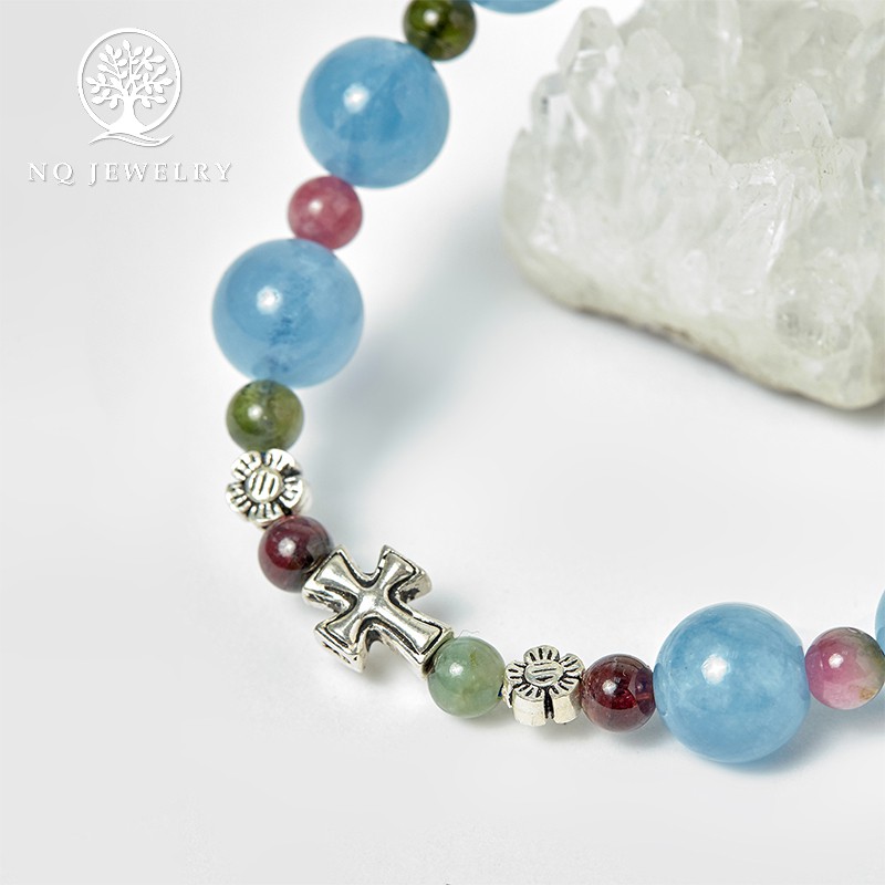 Vòng Mân Côi - Chuỗi Mân Côi Hải Lam Ngọc - NQ Jewelry